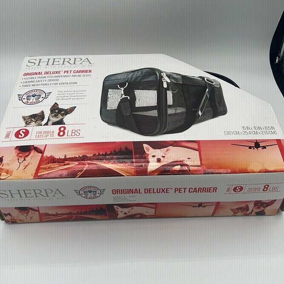 Sherpa Pet Carrier Black for dogs and cats Size S up to 8 lbs - Picture 3 of 4